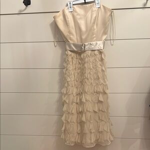 WHBM strapless Elegant Cream Ruffle Dress